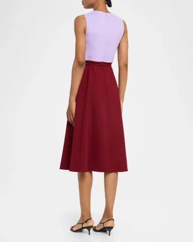 Carolina Herrera Colorblock Sleeveless Belted Midi Dress | Thumbnail 3
