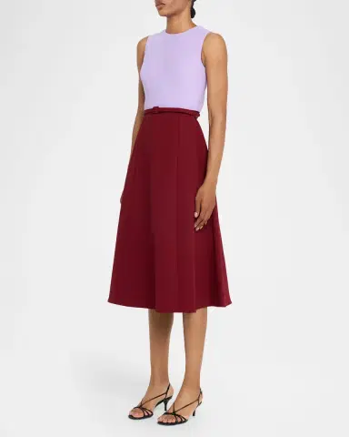 Carolina Herrera Colorblock Sleeveless Belted Midi Dress | Thumbnail 4