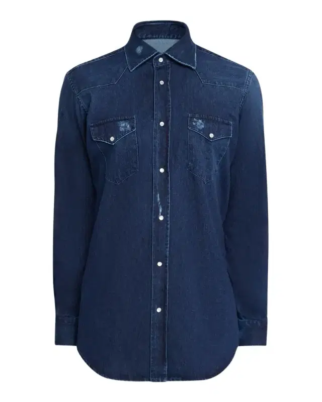 Men 's Texas Western Snap-Front Denim Shirt