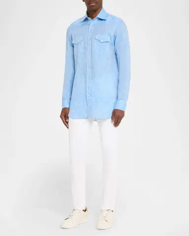 Sartorio Men's Texas Linen Button-Front Shirt | Thumbnail 2 Sartorio Men's Texas Linen Button-Front Shirt | Thumbnail 2