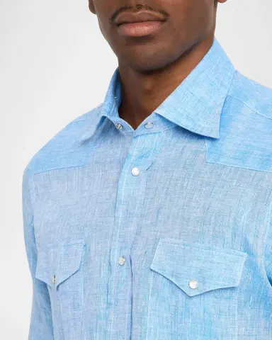 Sartorio Men's Texas Linen Button-Front Shirt | Thumbnail 5 Sartorio Men's Texas Linen Button-Front Shirt | Thumbnail 5