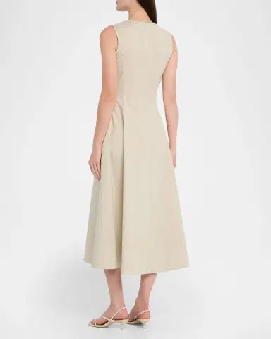Oscar de la Renta Sleeveless Porcelain Flowers-Print Midi Day Dress | Thumbnail 3