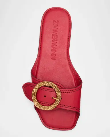 Zimmermann Solena Leather Flat Slide Sandals | Thumbnail 4 Zimmermann Solena Leather Flat Slide Sandals | Thumbnail 4