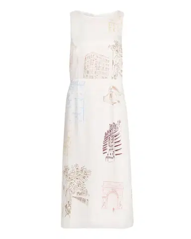 Lafayette 148 New York Sleeveless Manhattan-Print Midi Shift Dress | Thumbnail 1 Lafayette 148 New York Sleeveless Manhattan-Print Midi Shift Dress | Thumbnail 1