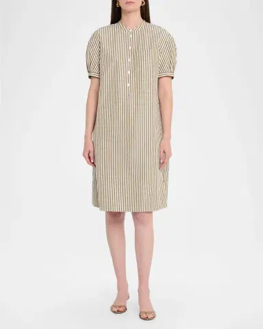 Lafayette 148 New York Striped Puff-Sleeve Shift Dress | Thumbnail 2