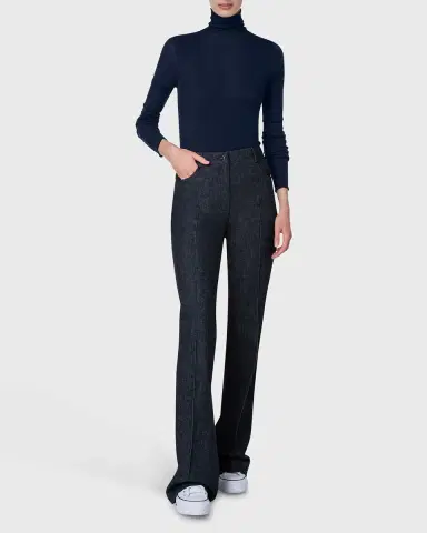Akris Cashmere-Silk Fine Ribbed Knit Pullover | Thumbnail 2 Akris Cashmere-Silk Fine Ribbed Knit Pullover | Thumbnail 2