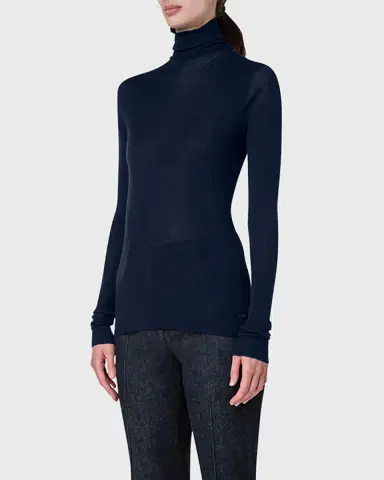 Akris Cashmere-Silk Fine Ribbed Knit Pullover | Thumbnail 4 Akris Cashmere-Silk Fine Ribbed Knit Pullover | Thumbnail 4