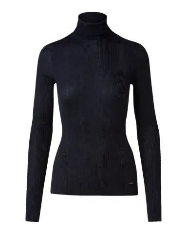 Akris Cashmere-Silk Fine Ribbed Knit Pullover | Thumbnail 1 Akris Cashmere-Silk Fine Ribbed Knit Pullover | Thumbnail 1