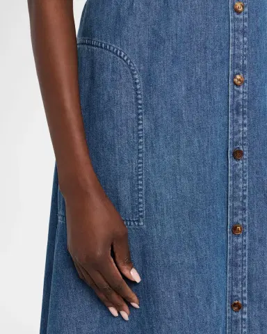 Lafayette 148 New York Belted Cotton Chambray Maxi Shirtdress | Thumbnail 5
