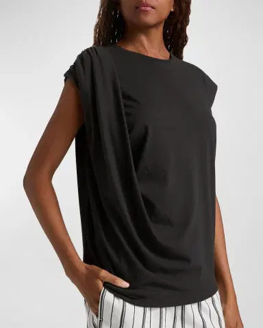 Vince Relaxed Short-Sleeve Draped Tee | Thumbnail 6