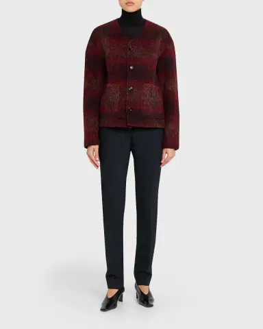 TONYWACK V-Neck Plaid Mohair Jacket | Thumbnail 2