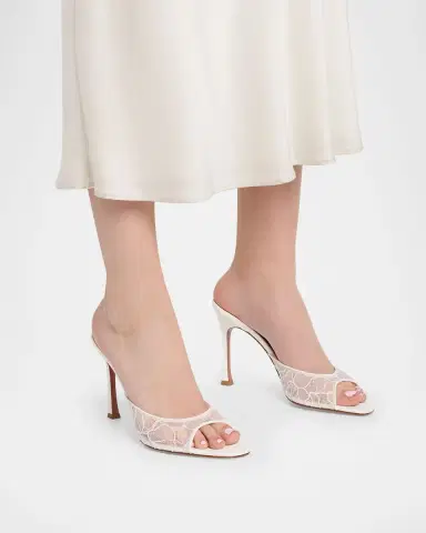 Amina Muaddi Alexa Lace Stiletto Mule Sandals | Thumbnail 2