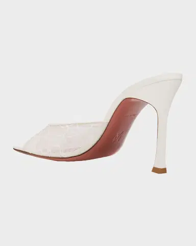 Amina Muaddi Alexa Lace Stiletto Mule Sandals | Thumbnail 4
