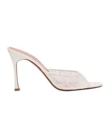 Amina Muaddi Alexa Lace Stiletto Mule Sandals | Thumbnail 1