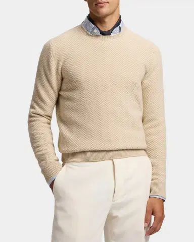 Ralph Lauren Purple Label Textured Herringbone Cashmere Sweater | Thumbnail 4