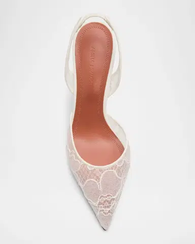 Amina Muaddi Holli Lace Slingback Pumps | Thumbnail 4