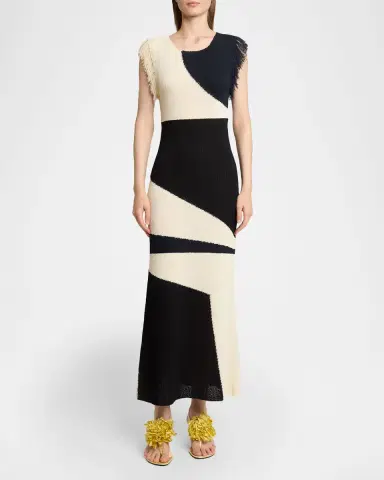 Proenza Schouler Saskia Intarsia Knit Fringe Trim Dress | Thumbnail 2 Proenza Schouler Saskia Intarsia Knit Fringe Trim Dress | Thumbnail 2