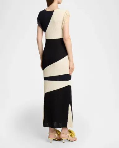 Proenza Schouler Saskia Intarsia Knit Fringe Trim Dress | Thumbnail 3 Proenza Schouler Saskia Intarsia Knit Fringe Trim Dress | Thumbnail 3