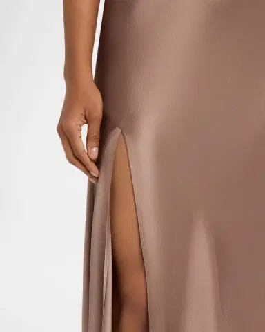 Lapointe Sleeveless Draped-Neck Satin Slit Midi Dress | Thumbnail 5 Lapointe Sleeveless Draped-Neck Satin Slit Midi Dress | Thumbnail 5