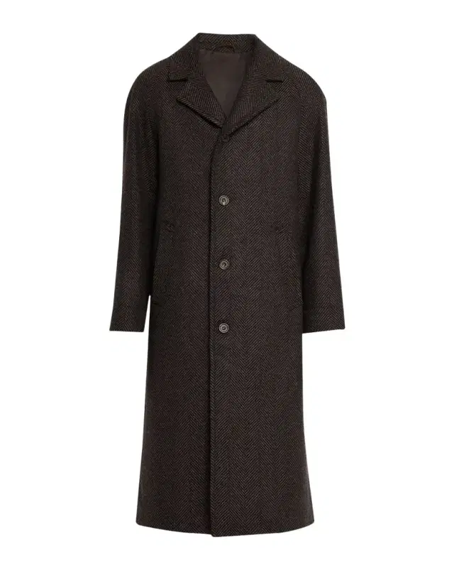 Anderson & Sheppard Men's Herringbone Wool Overcoat