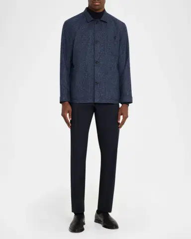 Anderson & Sheppard Men's Wool Patch-Pocket Shirt Jacket | Thumbnail 2 Anderson & Sheppard Men's Wool Patch-Pocket Shirt Jacket | Thumbnail 2