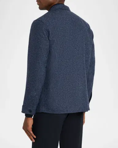 Anderson & Sheppard Men's Wool Patch-Pocket Shirt Jacket | Thumbnail 3 Anderson & Sheppard Men's Wool Patch-Pocket Shirt Jacket | Thumbnail 3