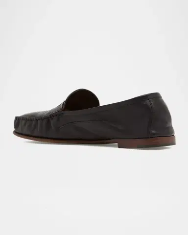 Versace Men's Medusa Leather Moc-Toe Loafers | Thumbnail 4 Versace Men's Medusa Leather Moc-Toe Loafers | Thumbnail 4