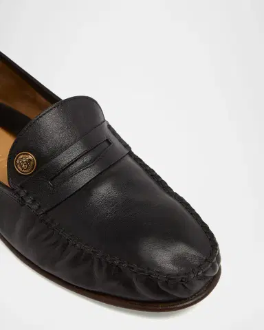 Versace Men's Medusa Leather Moc-Toe Loafers | Thumbnail 5 Versace Men's Medusa Leather Moc-Toe Loafers | Thumbnail 5