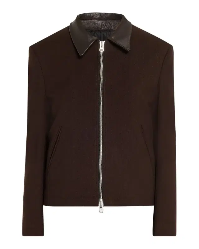 TONYWACK Leather-Trim Wool Jacket