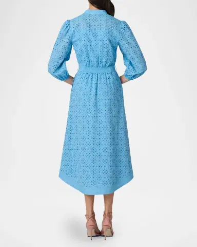 Shoshanna Adele Belted Eyelet-Embroidered Midi Dress | Thumbnail 3 Shoshanna Adele Belted Eyelet-Embroidered Midi Dress | Thumbnail 3