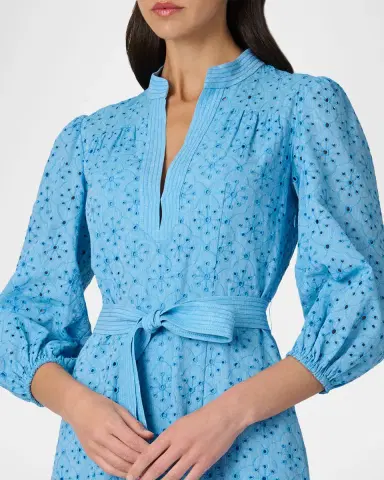 Shoshanna Adele Belted Eyelet-Embroidered Midi Dress | Thumbnail 4 Shoshanna Adele Belted Eyelet-Embroidered Midi Dress | Thumbnail 4