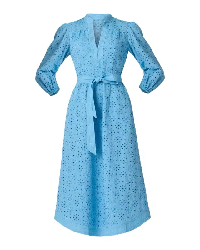 Shoshanna Adele Belted Eyelet-Embroidered Midi Dress