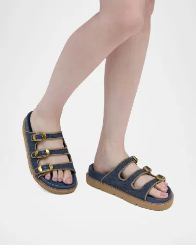 Marc Jacobs The Denim Suede Kiki Slides | Thumbnail 2