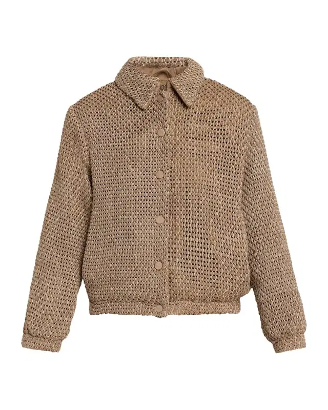 Woven Leather Blouson Jacket