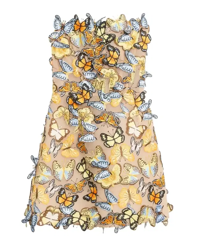 Maraya Strapless Butterfly-Embroidered Mini Dress Maraya Strapless Butterfly-Embroidered Mini Dress