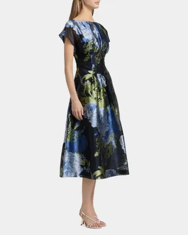 Kay Unger New York Florene Floral-Print Organza Jacquard Midi Dress | Thumbnail 4 Kay Unger New York Florene Floral-Print Organza Jacquard Midi Dress | Thumbnail 4