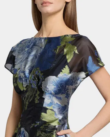 Kay Unger New York Florene Floral-Print Organza Jacquard Midi Dress | Thumbnail 5 Kay Unger New York Florene Floral-Print Organza Jacquard Midi Dress | Thumbnail 5