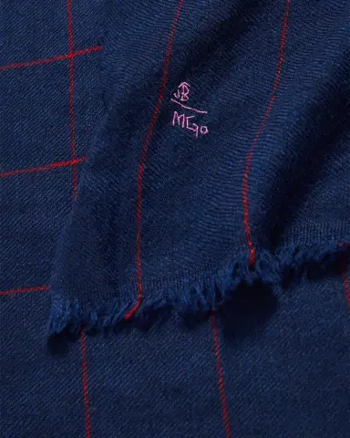 Anderson & Sheppard Men's Hairline Windowpane Check Cashmere Scarf | Thumbnail 4