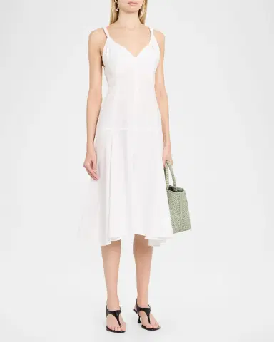 Proenza Schouler Leo Sleeveless Flared Cotton Midi Dress | Thumbnail 4 Proenza Schouler Leo Sleeveless Flared Cotton Midi Dress | Thumbnail 4