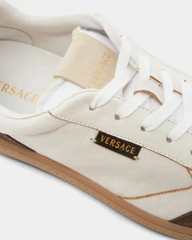 Versace Men's Greca Court Nappa and Suede Sneakers | Thumbnail 3 Versace Men's Greca Court Nappa and Suede Sneakers | Thumbnail 3