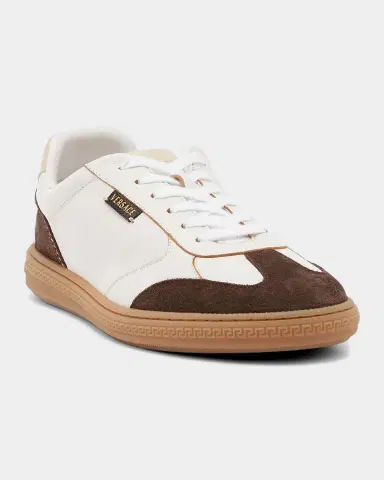 Versace Men's Greca Court Nappa and Suede Sneakers | Thumbnail 5 Versace Men's Greca Court Nappa and Suede Sneakers | Thumbnail 5