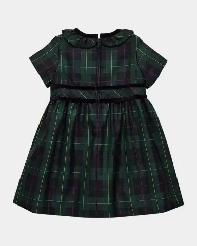 Florence Eiseman Girl's Neck-Ruffle Plaid Dress, Size 6M-24M | Thumbnail 2
