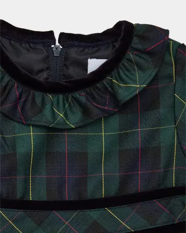 Florence Eiseman Girl's Neck-Ruffle Plaid Dress, Size 6M-24M | Thumbnail 3