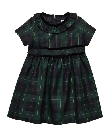 Florence Eiseman Girl's Neck-Ruffle Plaid Dress, Size 6M-24M | Thumbnail 1