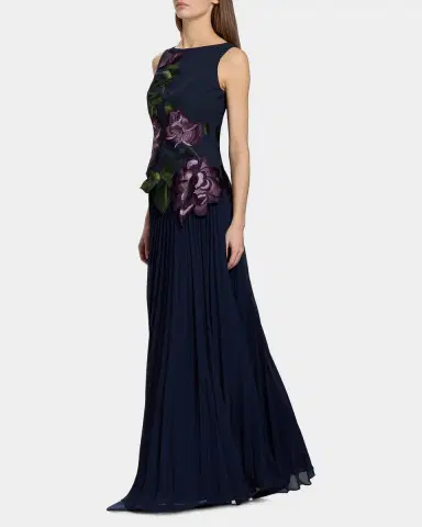 Kay Unger New York Jayla Floral-Embroidered Crepe & Chiffon Gown | Thumbnail 7 Kay Unger New York Jayla Floral-Embroidered Crepe & Chiffon Gown | Thumbnail 7