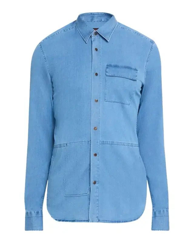 Kiton Men 's Denim Snap-Button Shirt