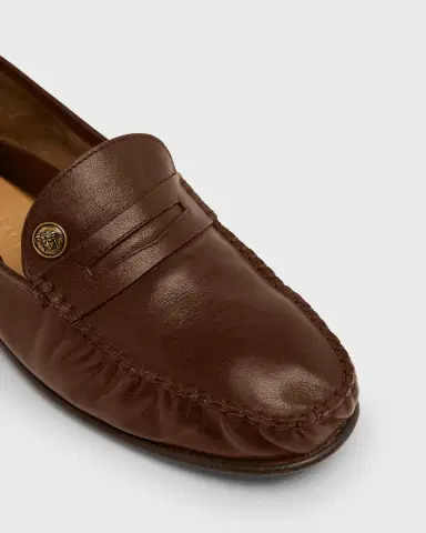 Versace Men's Medusa Leather Moc-Toe Loafers | Thumbnail 5