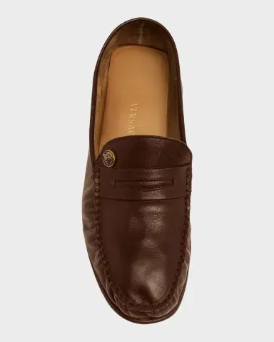 Versace Men's Medusa Leather Moc-Toe Loafers | Thumbnail 6