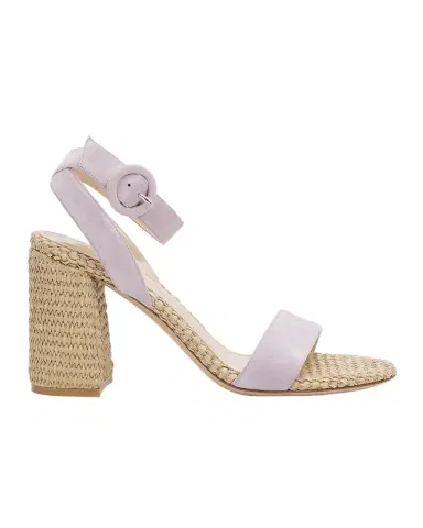 Gianvito Rossi Suede Raffia Ankle-Strap Sandals | Thumbnail 1 Gianvito Rossi Suede Raffia Ankle-Strap Sandals | Thumbnail 1