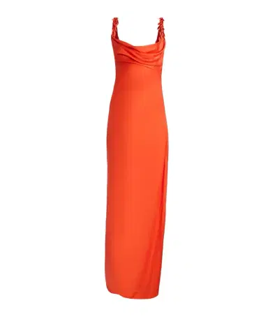 Balmain Embroidered Strap Silk Column Dress | Thumbnail 1